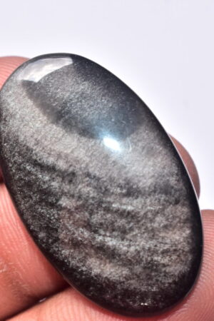 Silver Sheen Obsidian Cabochon / Top Grade Silver Obsidian Gemstone / Oval Shape / 33.15 Ct. / 36x21x5 mm. / Loose Gemstone / B-118
