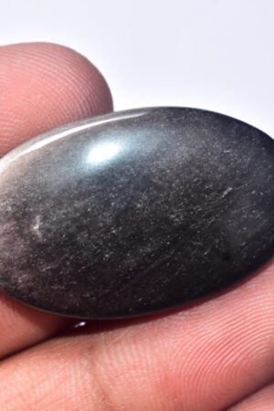 Silver Sheen Obsidian Cabochon / Top Grade Silver Obsidian Gemstone / Oval Shape / 34.95 Ct. / 36x22x5 mm. / Loose Gemstone / B-119