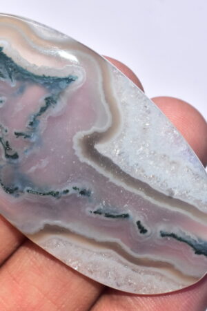 Solar Moss Agate Cabochon / Top Grade Solar Moss Agate Gemstone / Oval Shape / 91.85 ct. / 60x31x5 mm. B-196