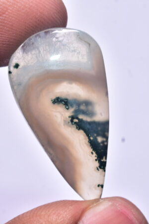 Solar Moss Agate Cabochon / Top Grade Solar Moss Agate Gemstone / Pear Shape / 20.05 ct. / 32x17x5 mm. Loose Gemstone / B-195