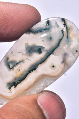 Solar Moss Agate Cabochon / Top Grade Solar Moss Agate Gemstone / Freeform Shape / 42.95 ct. / 40x22x5 mm. Loose Gemstone B-187