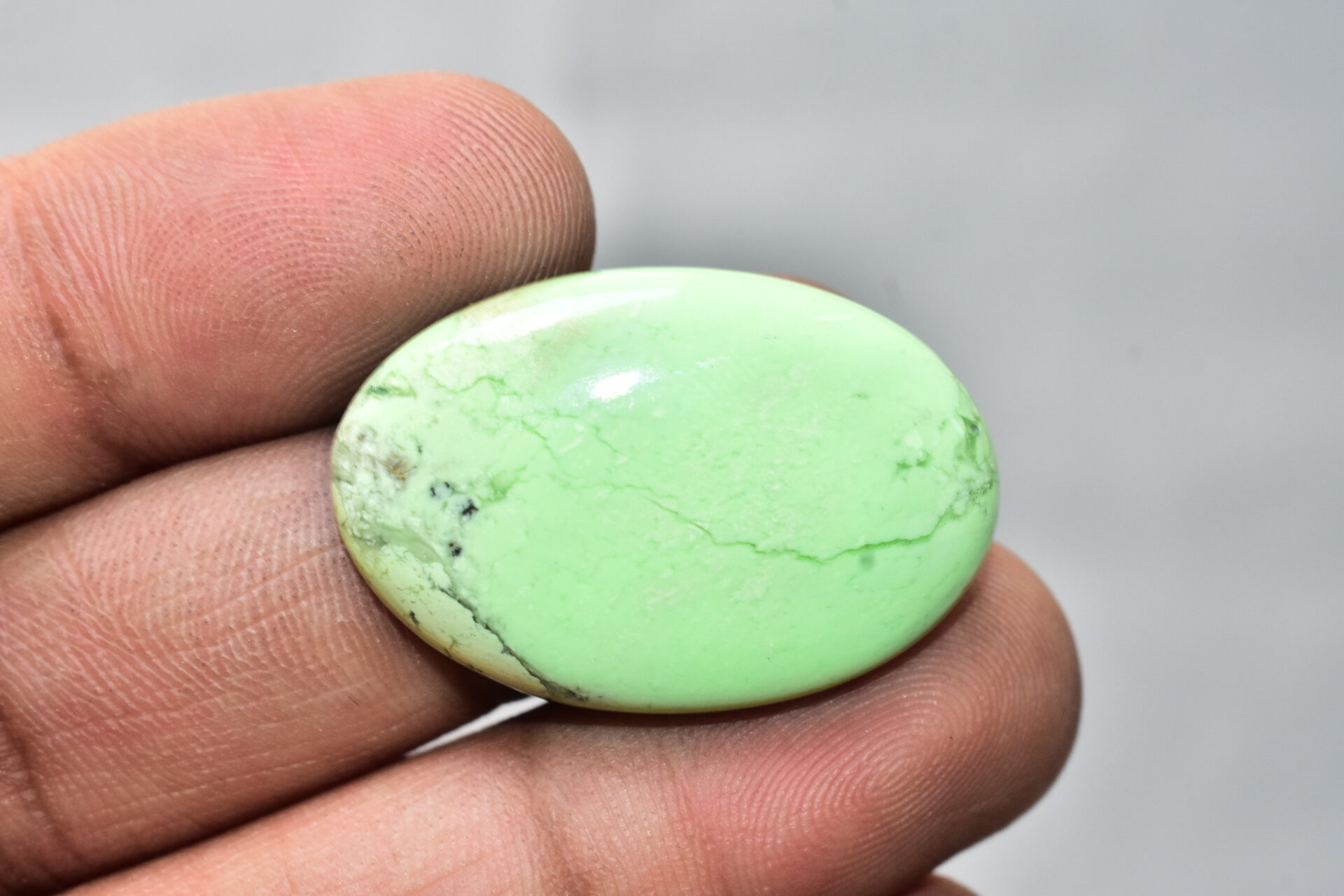 Lemon Chrysoprase Gemstone / For Jewelry / Oval Shape / 44.15 Ct. / 34x22x6 mm. Loose Gemstone A-830 - Image 3