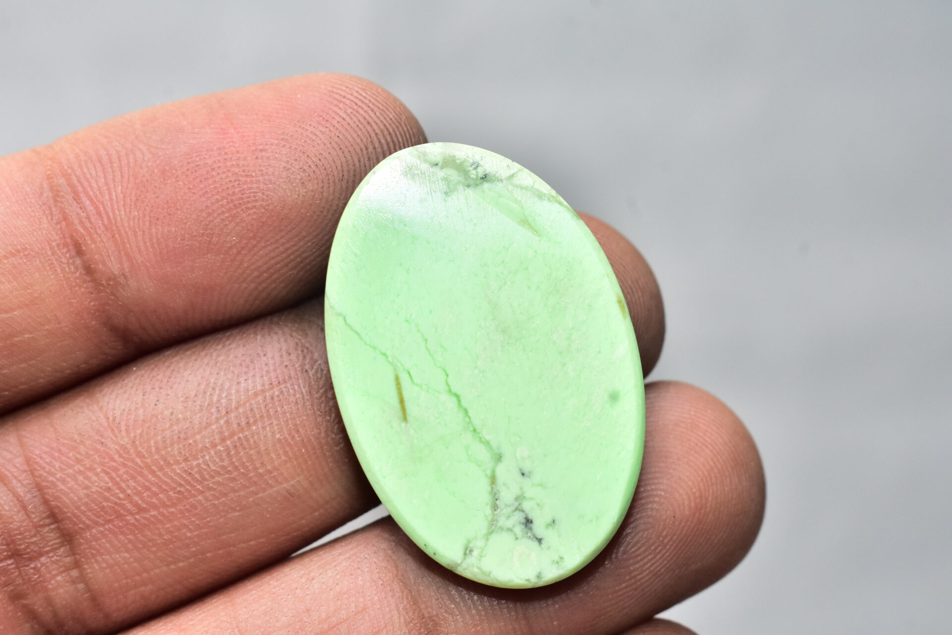 Lemon Chrysoprase Gemstone / For Jewelry / Oval Shape / 44.15 Ct. / 34x22x6 mm. Loose Gemstone A-830 - Image 4