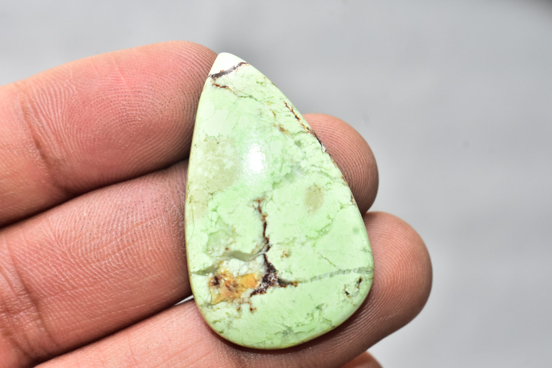 Lemon Chrysoprase Gemstone / For Jewelry / Pear Shape / 47.00 Ct. / 40x24x6 mm. Loose Gemstone A-834 - Image 2