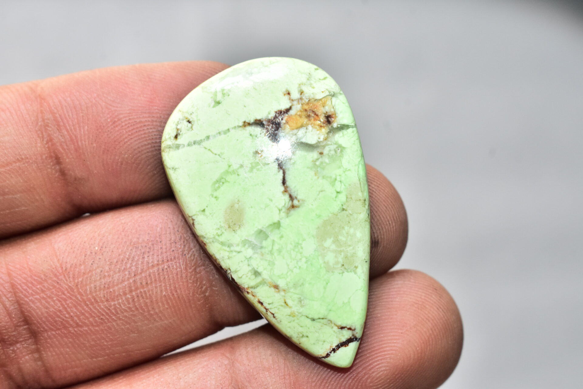 Lemon Chrysoprase Gemstone / For Jewelry / Pear Shape / 47.00 Ct. / 40x24x6 mm. Loose Gemstone A-834