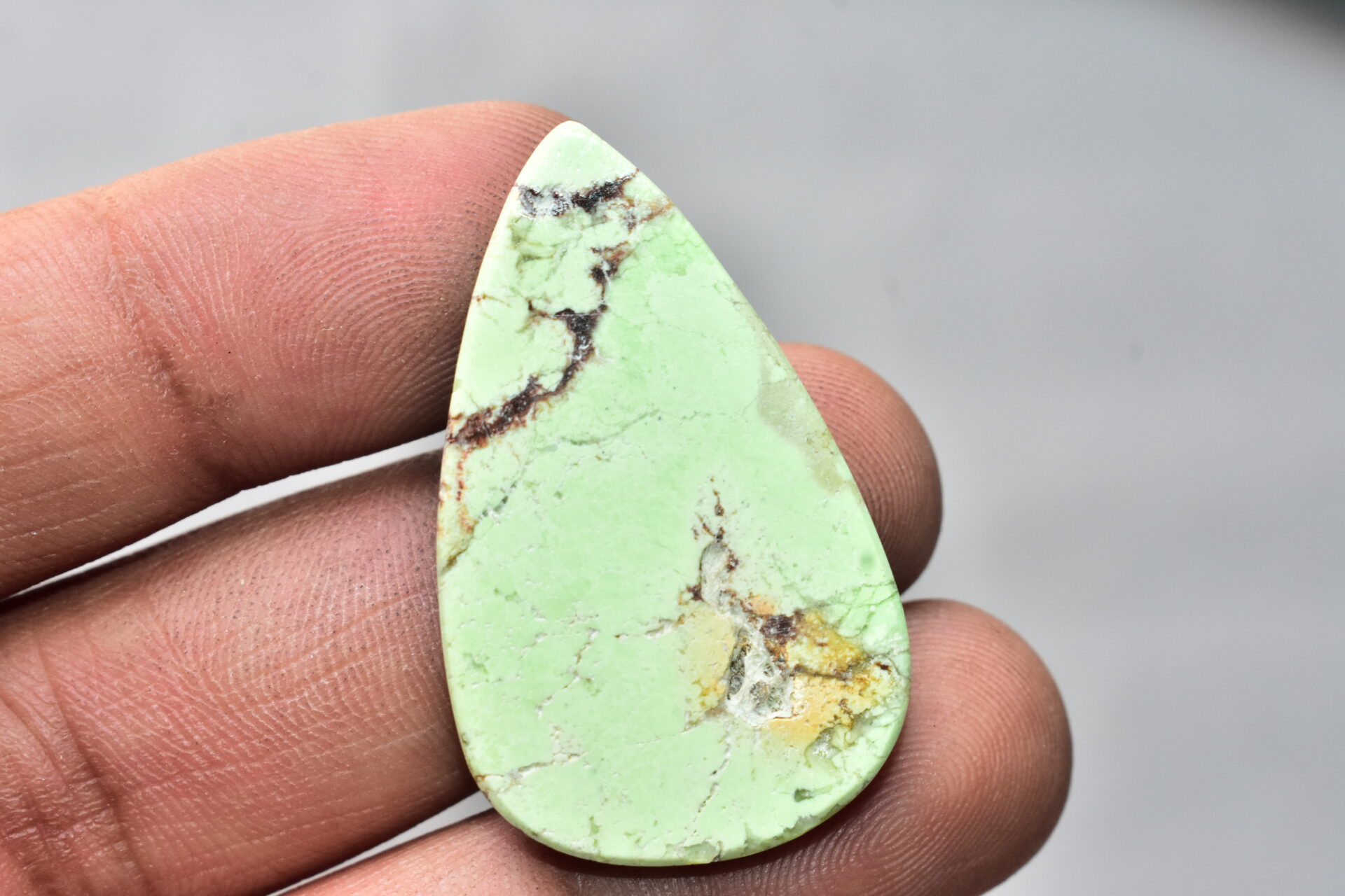 Lemon Chrysoprase Gemstone / For Jewelry / Pear Shape / 47.00 Ct. / 40x24x6 mm. Loose Gemstone A-834 - Image 4