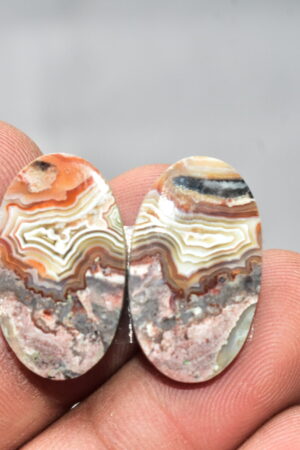 Crazy Lace Agate Pair Cabochon / Oval Shape / 21x45 Ct. / 23x13x4 mm. / Loose Gemstone / A-840