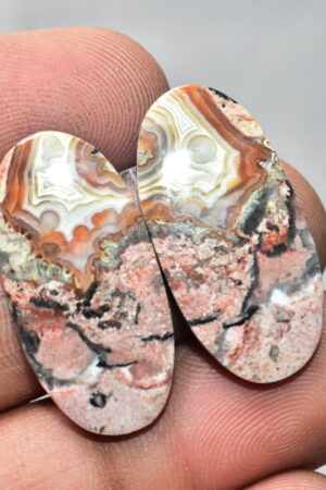 Crazy Lace Agate Pair Cabochon / Oval Shape / 30.95 Ct. / 29x14x4 mm. / Loose Gemstone / A-849