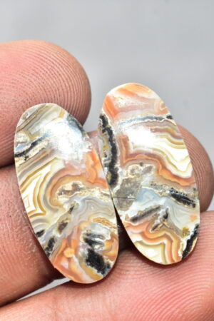 Crazy Lace Agate Pair Cabochon / Oval Shape / 20.15 Ct. / 20x11x4 mm. / Loose Gemstone / A-839