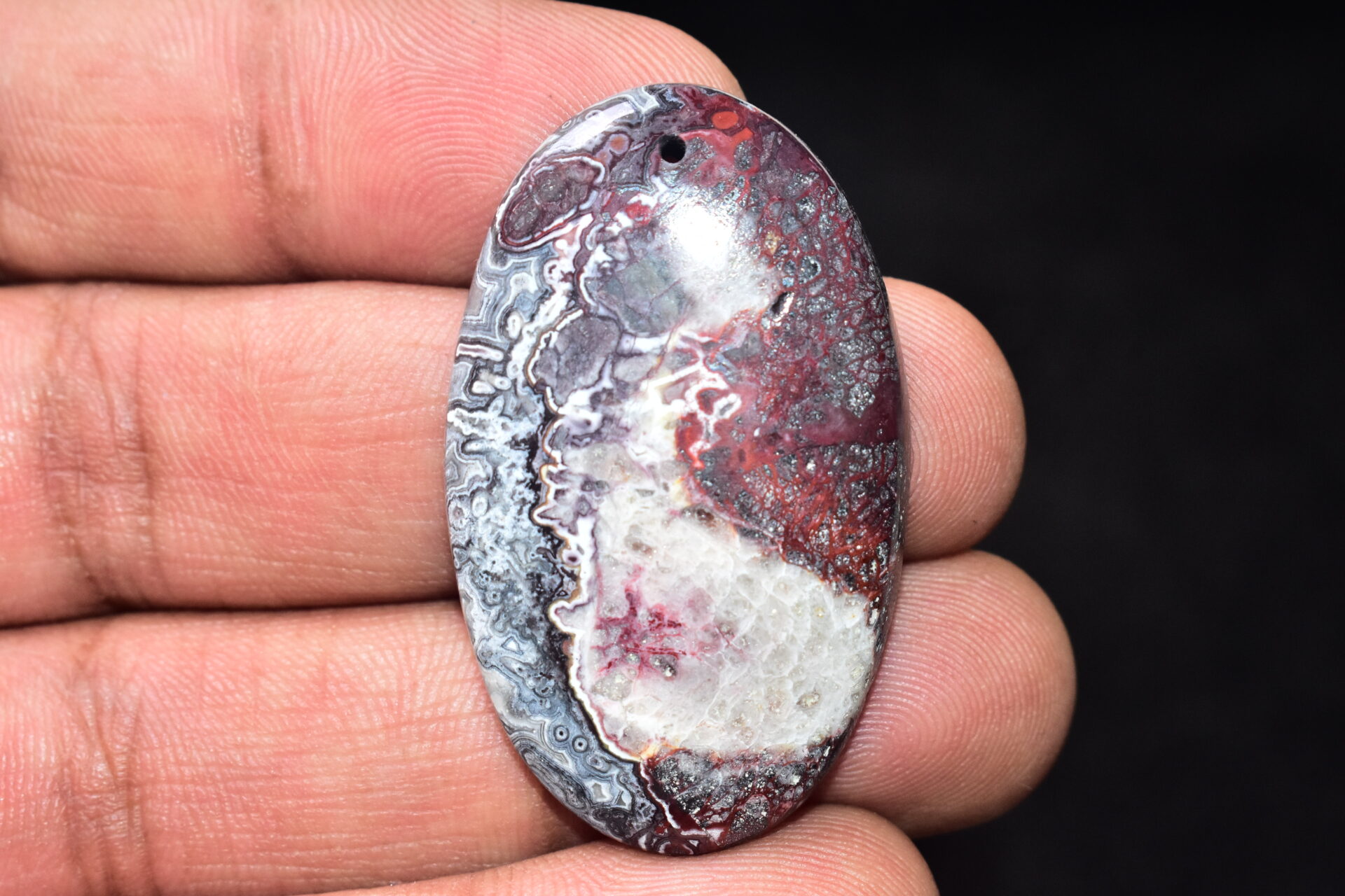 Crazy Lace Agate Cabochon / Pear Shape / 53.05 Ct. / 43x26x6 mm. / Loose Gemstone / A-972 - Image 2