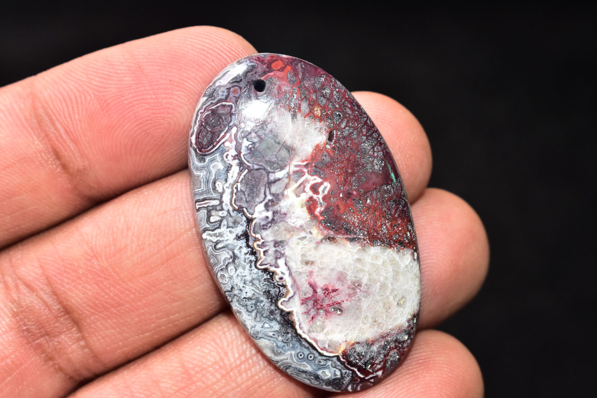 Crazy Lace Agate Cabochon / Pear Shape / 53.05 Ct. / 43x26x6 mm. / Loose Gemstone / A-972