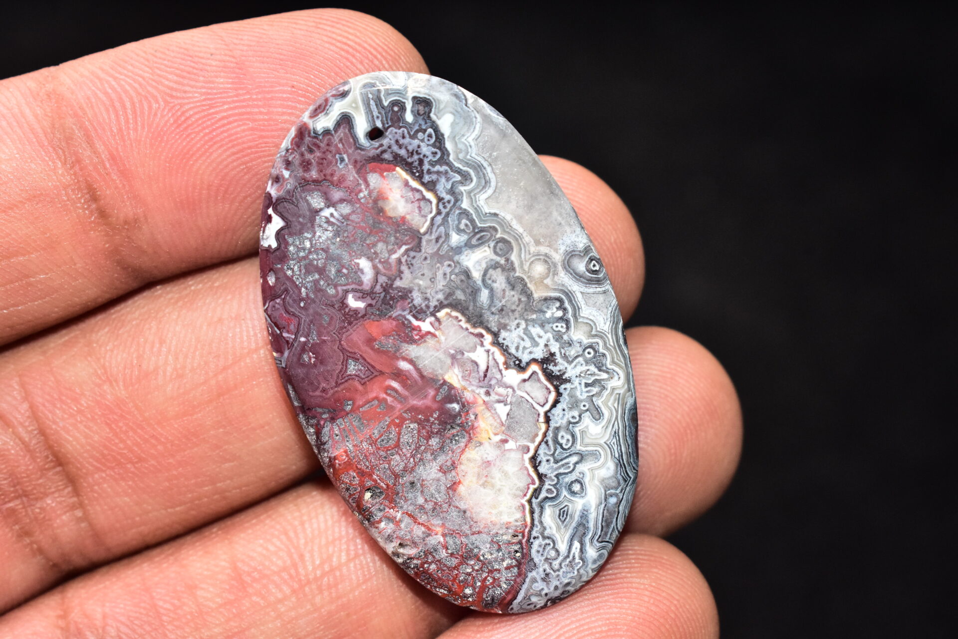 Crazy Lace Agate Cabochon / Pear Shape / 53.05 Ct. / 43x26x6 mm. / Loose Gemstone / A-972 - Image 4