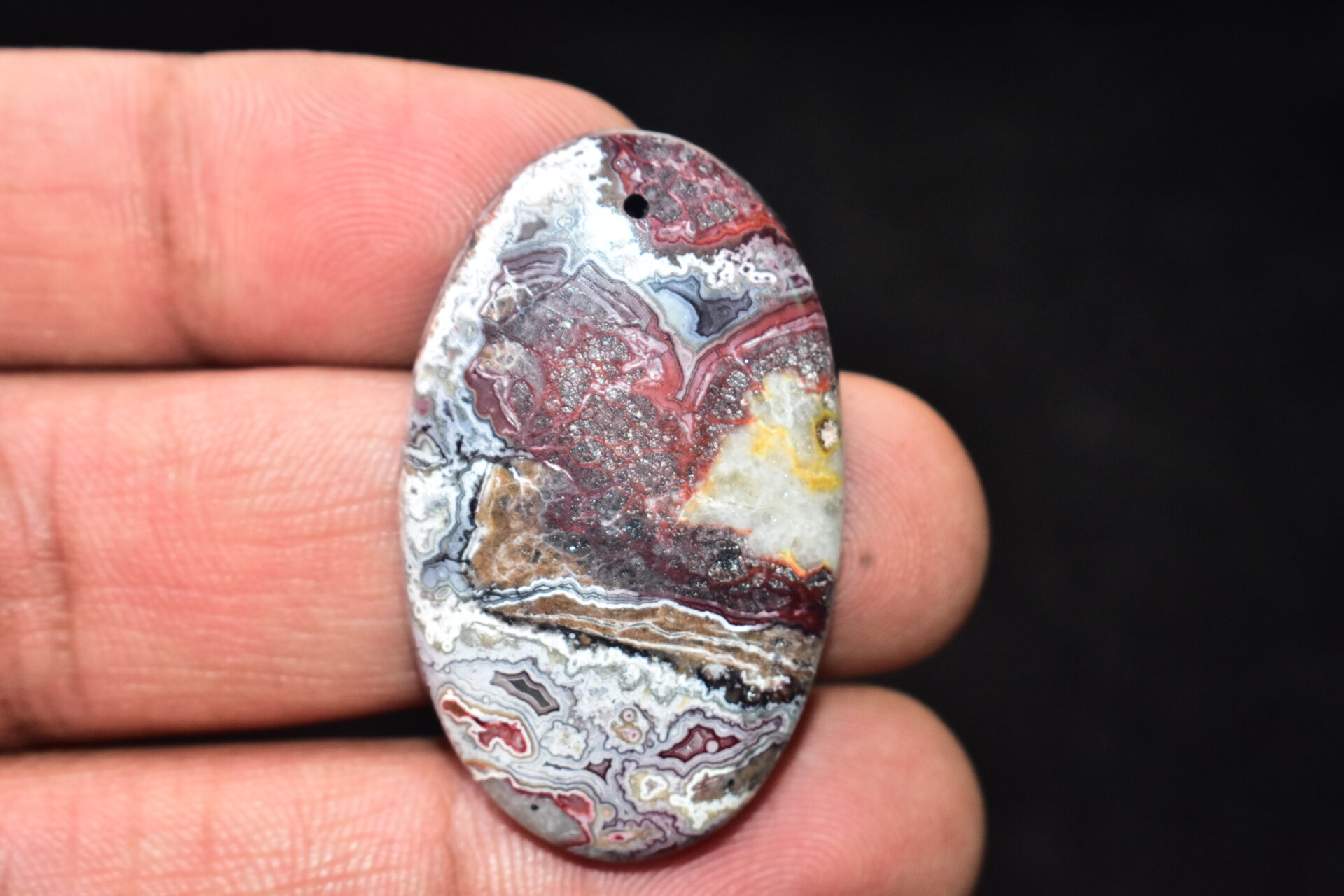 Crazy Lace Agate Cabochon / Pear Shape / 46x55 Ct. / 43x23x6 mm. / Loose Gemstone / A-982 - Image 2
