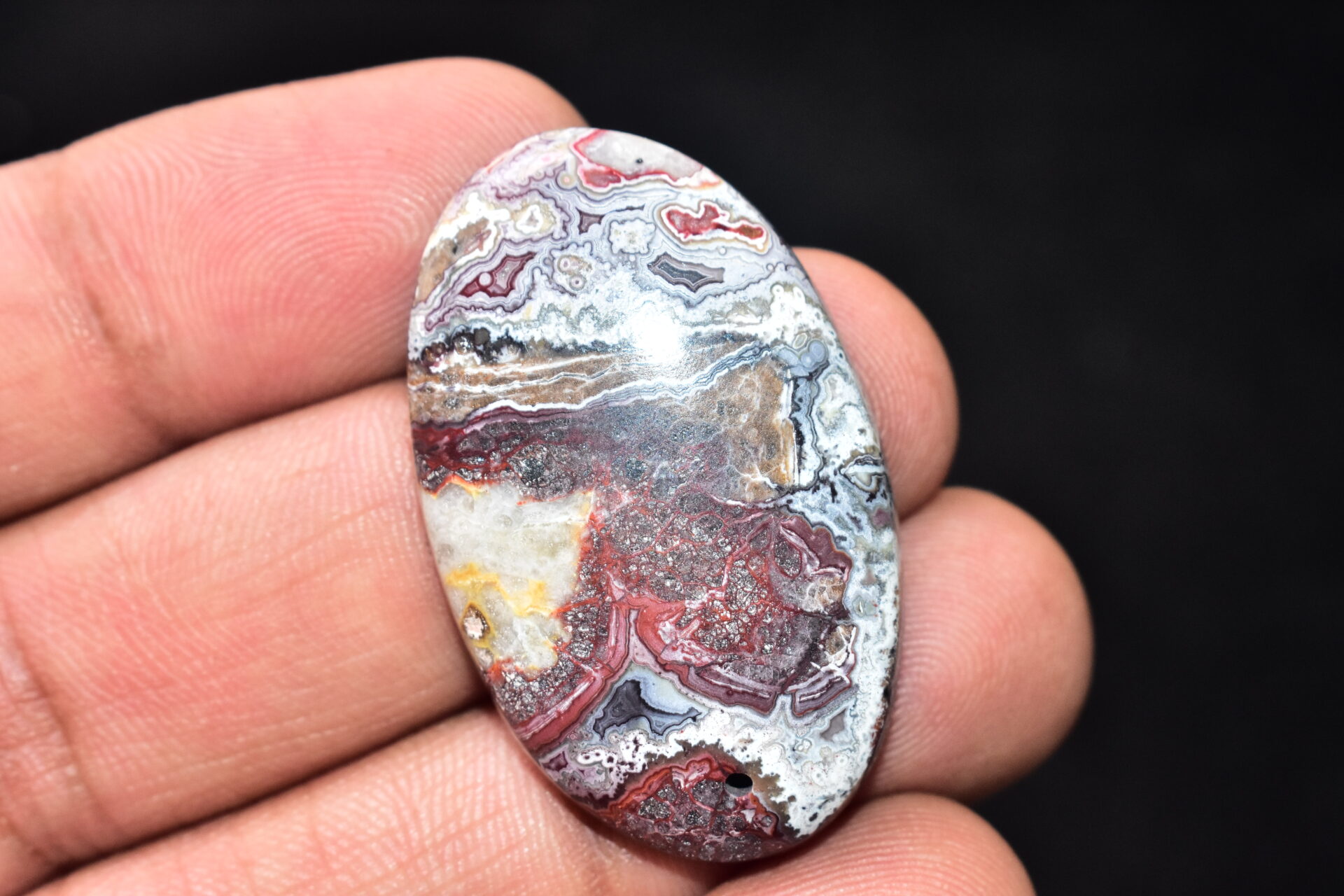 Crazy Lace Agate Cabochon / Pear Shape / 46x55 Ct. / 43x23x6 mm. / Loose Gemstone / A-982
