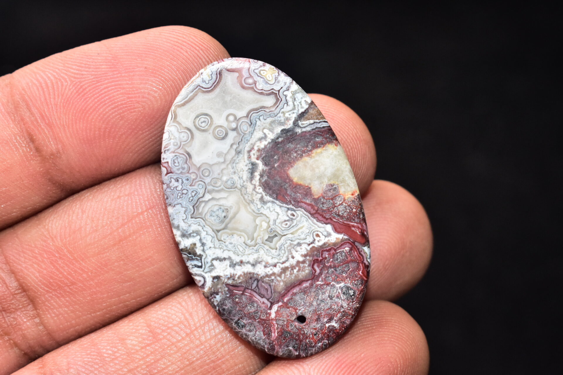 Crazy Lace Agate Cabochon / Pear Shape / 46x55 Ct. / 43x23x6 mm. / Loose Gemstone / A-982 - Image 4