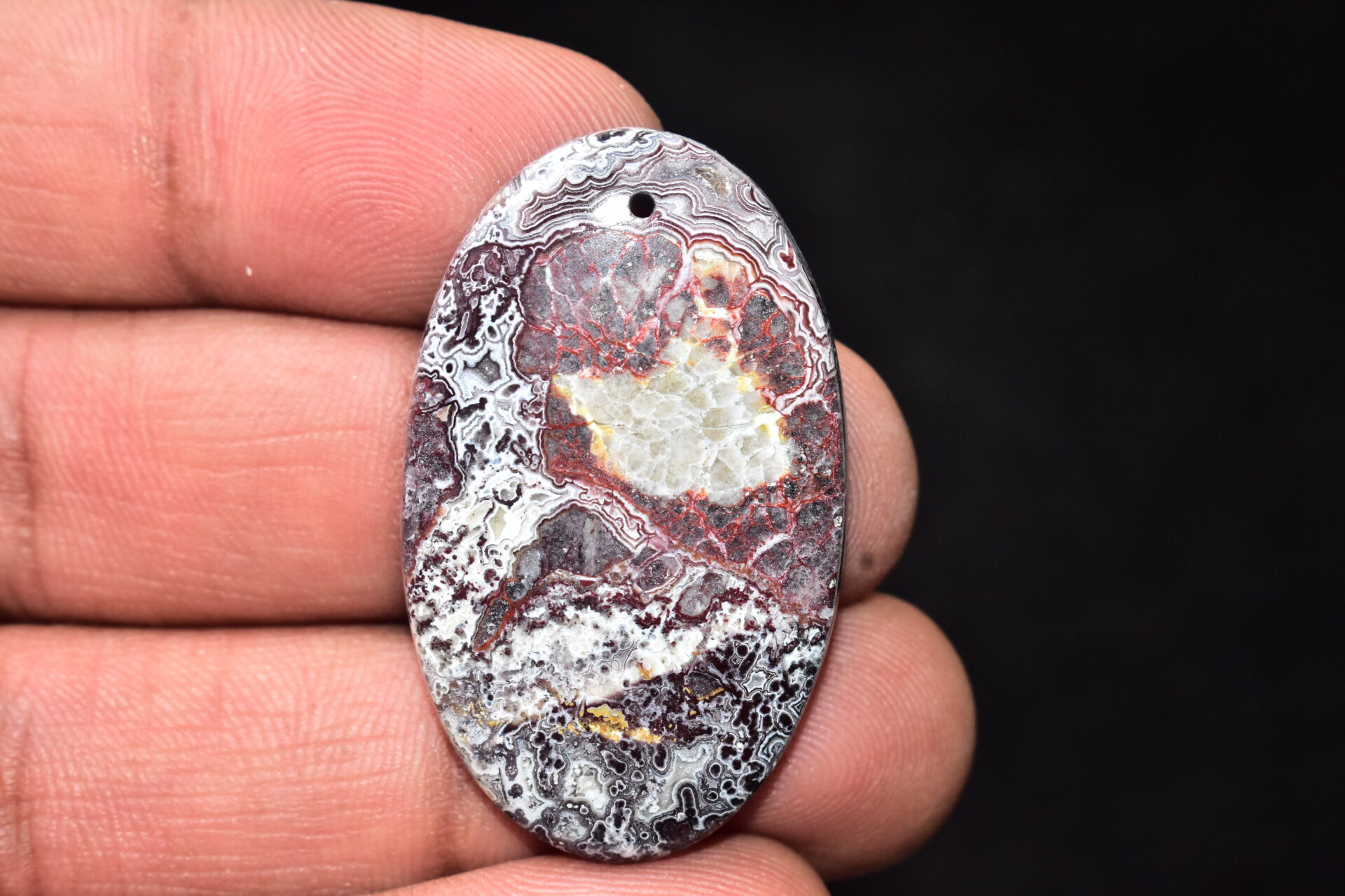 Crazy Lace Agate Cabochon / Pear Shape / 46.55 Ct. / 40x24x6 mm. / Loose Gemstone / A-985