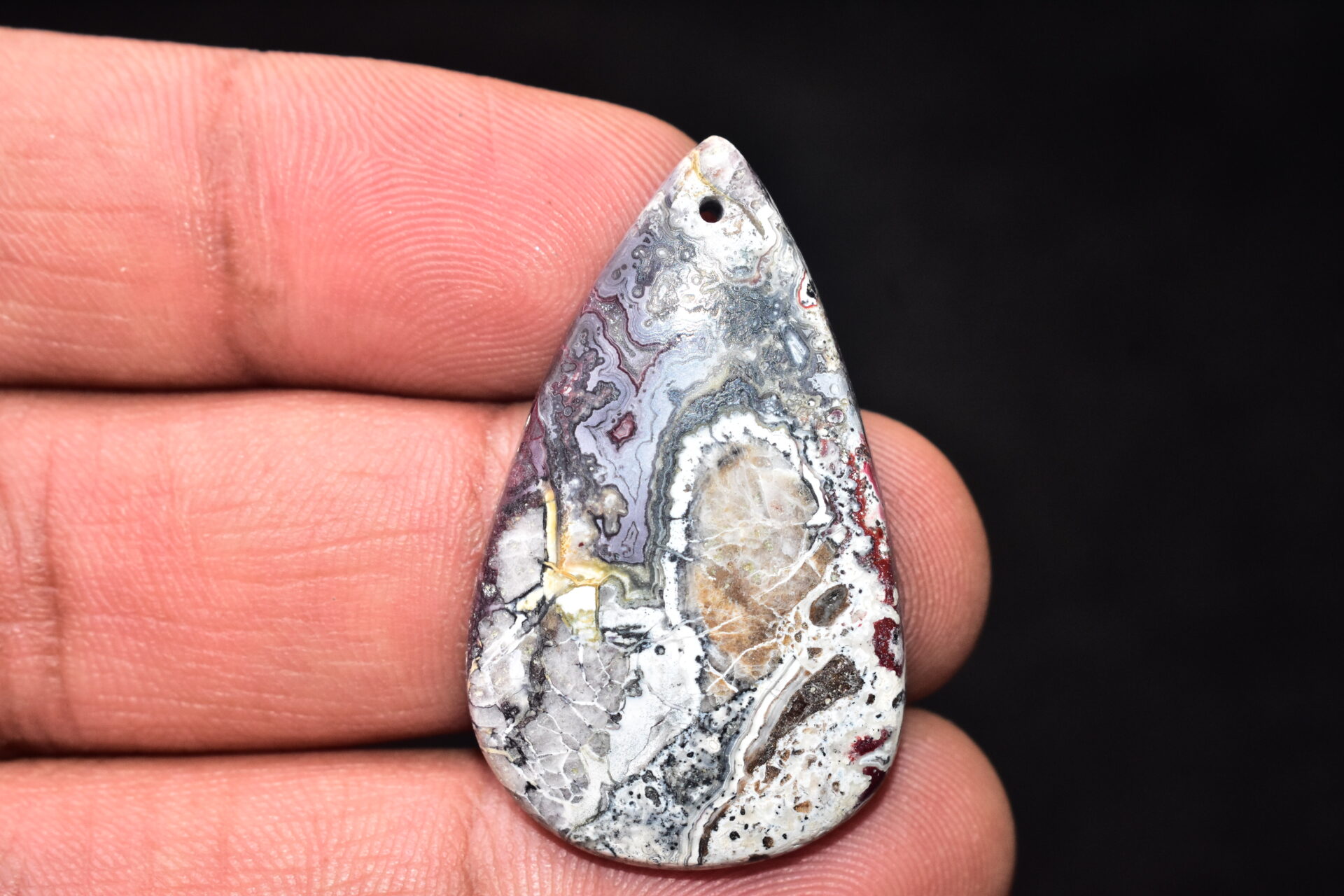 Crazy Lace Agate Cabochon / Pear Shape / 33.80 Ct. / 38x23x5 mm. / Loose Gemstone / A-981 - Image 2