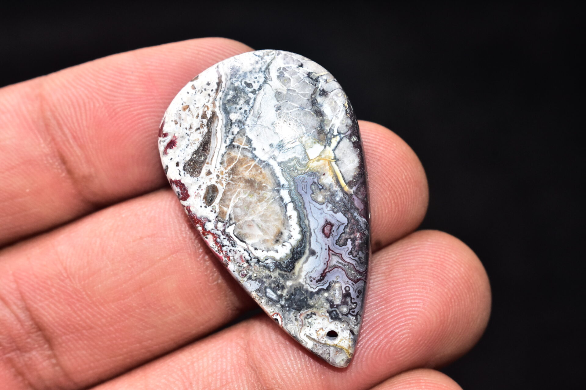 Crazy Lace Agate Cabochon / Pear Shape / 33.80 Ct. / 38x23x5 mm. / Loose Gemstone / A-981