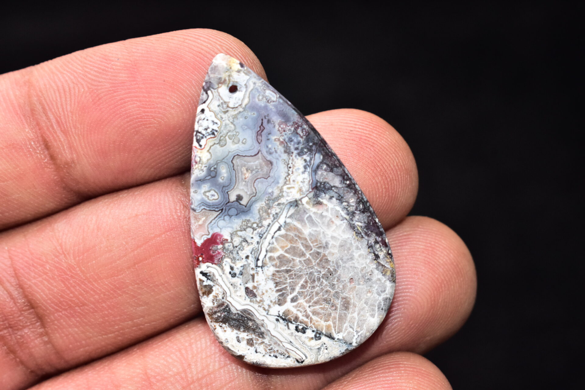 Crazy Lace Agate Cabochon / Pear Shape / 33.80 Ct. / 38x23x5 mm. / Loose Gemstone / A-981 - Image 4