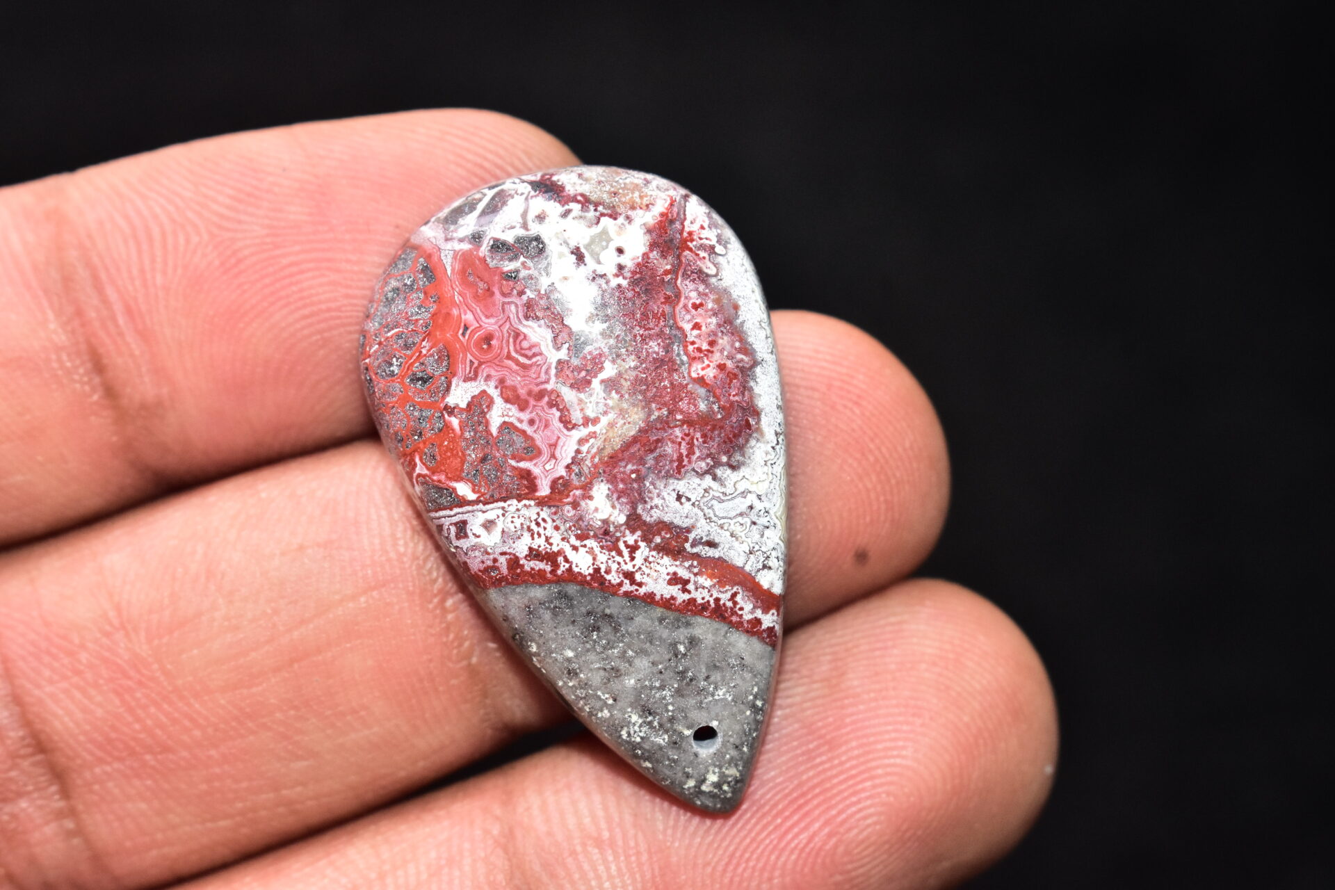 Crazy Lace Agate Cabochon / Pear Shape / 31.95 Ct. / 34x21x6 mm. / Loose Gemstone / A-978