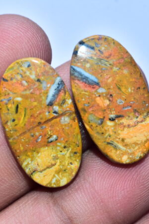 Bumble Bee Jasper Pair Gemstone / Oval Shape / 28.55 ct. / 25x14x4mm Loose Gemstone S-158