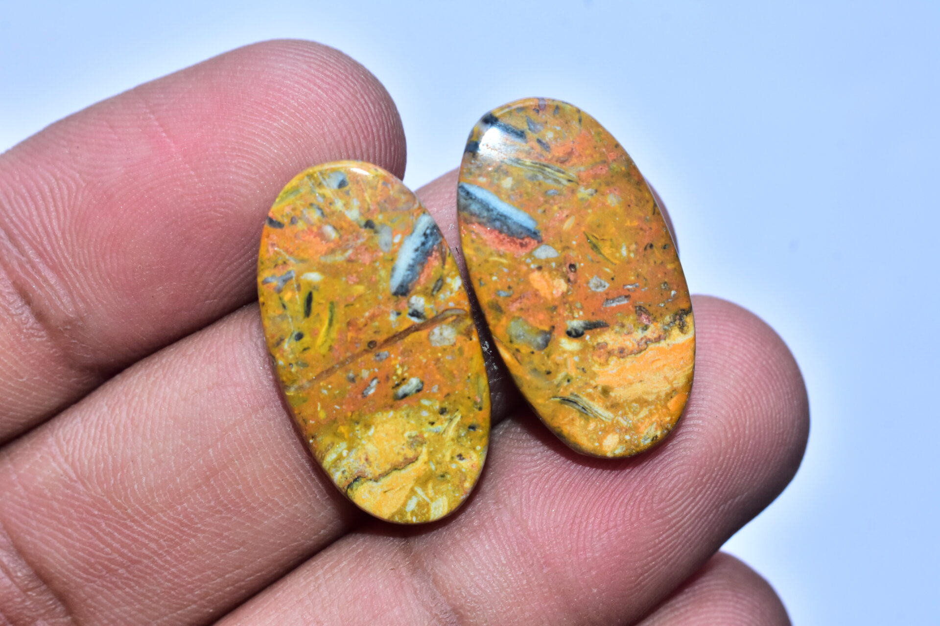 Bumble Bee Jasper Pair Gemstone / Oval Shape / 28.55 ct. / 25x14x4mm Loose Gemstone S-158