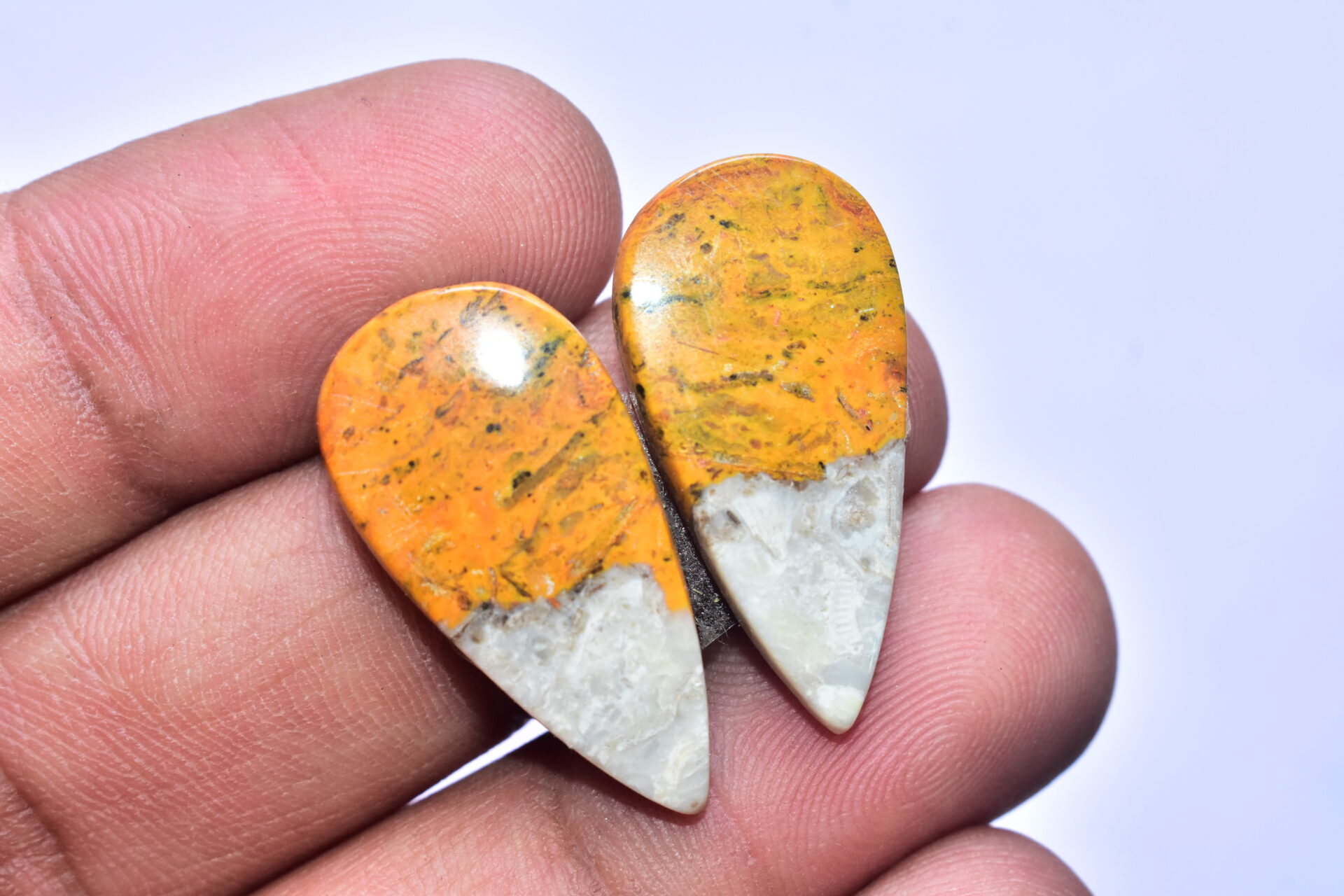 Bumble Bee Jasper Pair Gemstone / Pear Shape / 2715 ct. / 28x14x4 mm. Loose Gemstone S-159