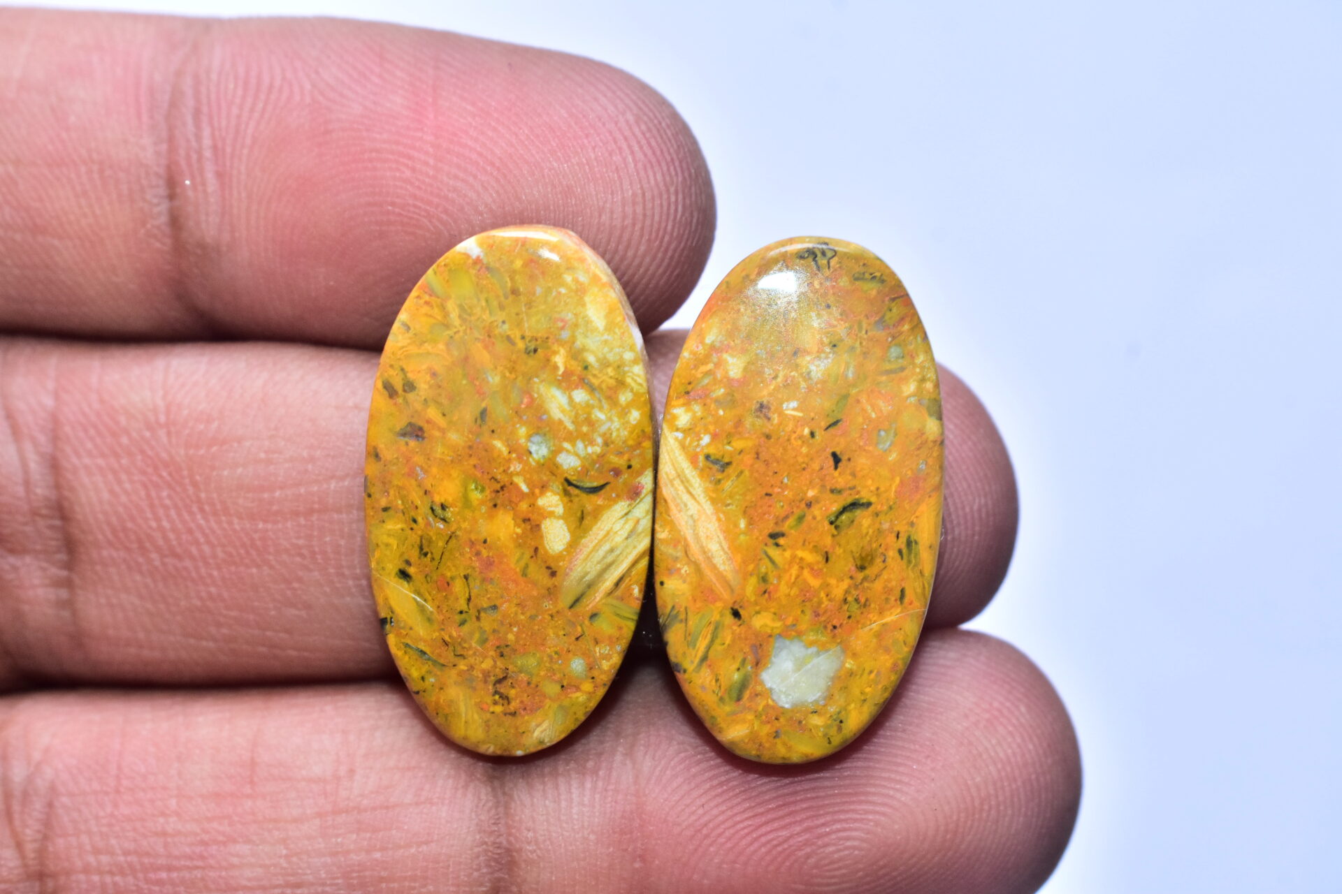 Bumble Bee Jasper Pair Gemstone / Oval Shape / 35.95 ct. / 27x14x5 mm. / Loose Gemstone S-162 - Image 2