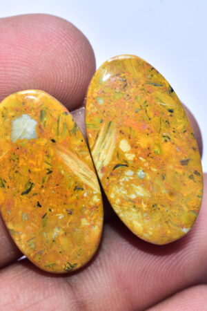 Bumble Bee Jasper Pair Gemstone / Oval Shape / 35.95 ct. / 27x14x5 mm. / Loose Gemstone S-162