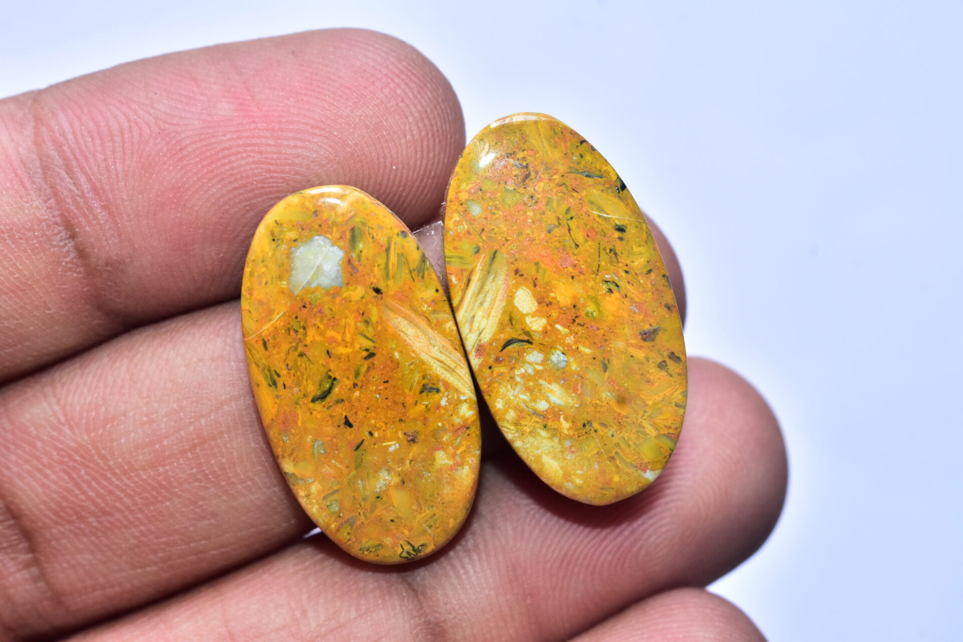 Bumble Bee Jasper Pair Gemstone / Oval Shape / 35.95 ct. / 27x14x5 mm. / Loose Gemstone S-162