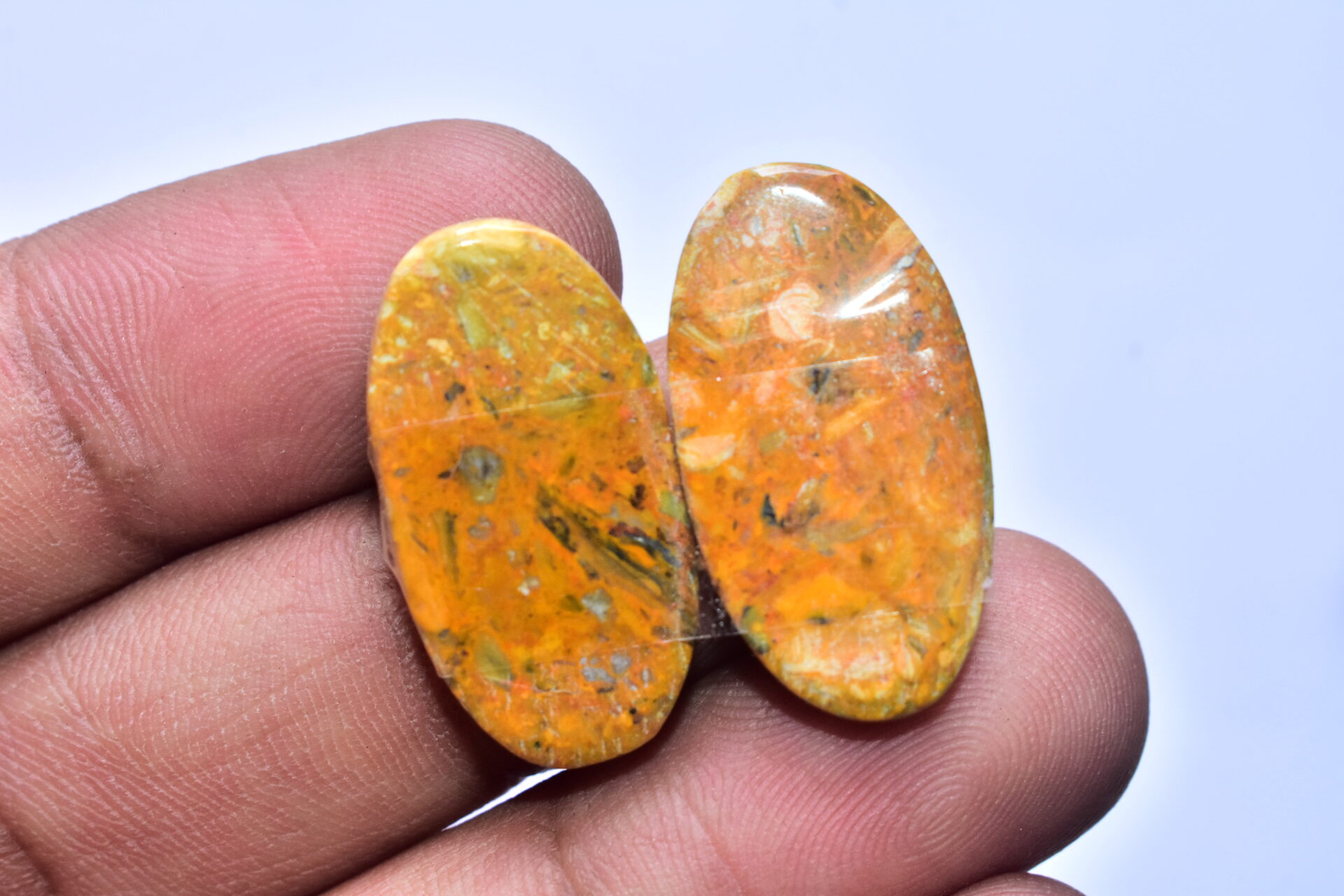 Bumble Bee Jasper Pair Gemstone / Oval Shape / 35.95 ct. / 27x14x5 mm. / Loose Gemstone S-162 - Image 4