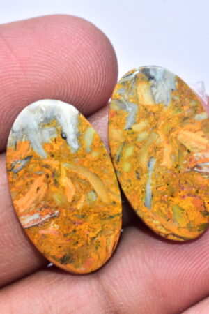 Bumble Bee Jasper Pair Gemstone / Oval Shape / 22.85 ct. / 24x14x3 mm Loose Gemstone S-155