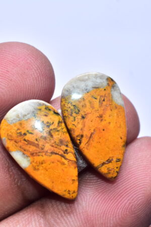 Bumble Bee Jasper Pair Gemstone / Pear Shape / 17.60 ct. / 21x12x4 mm. / Loose Gemstone S-164