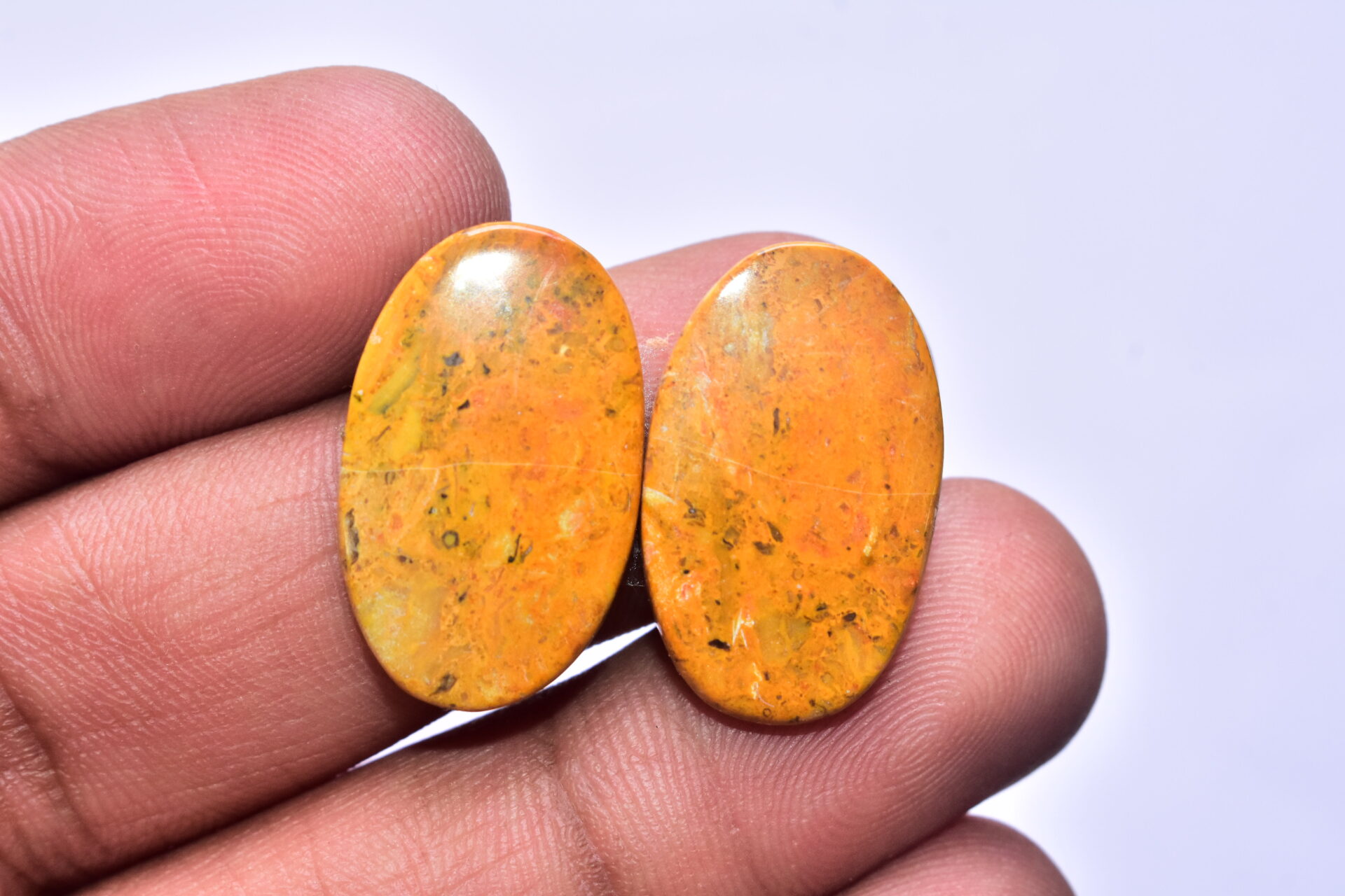 Bumble Bee Jasper Pair Gemstone / Oval Shape / 26.00 ct. / 24x15x4 mm Loose Gemstone S-151 - Image 2