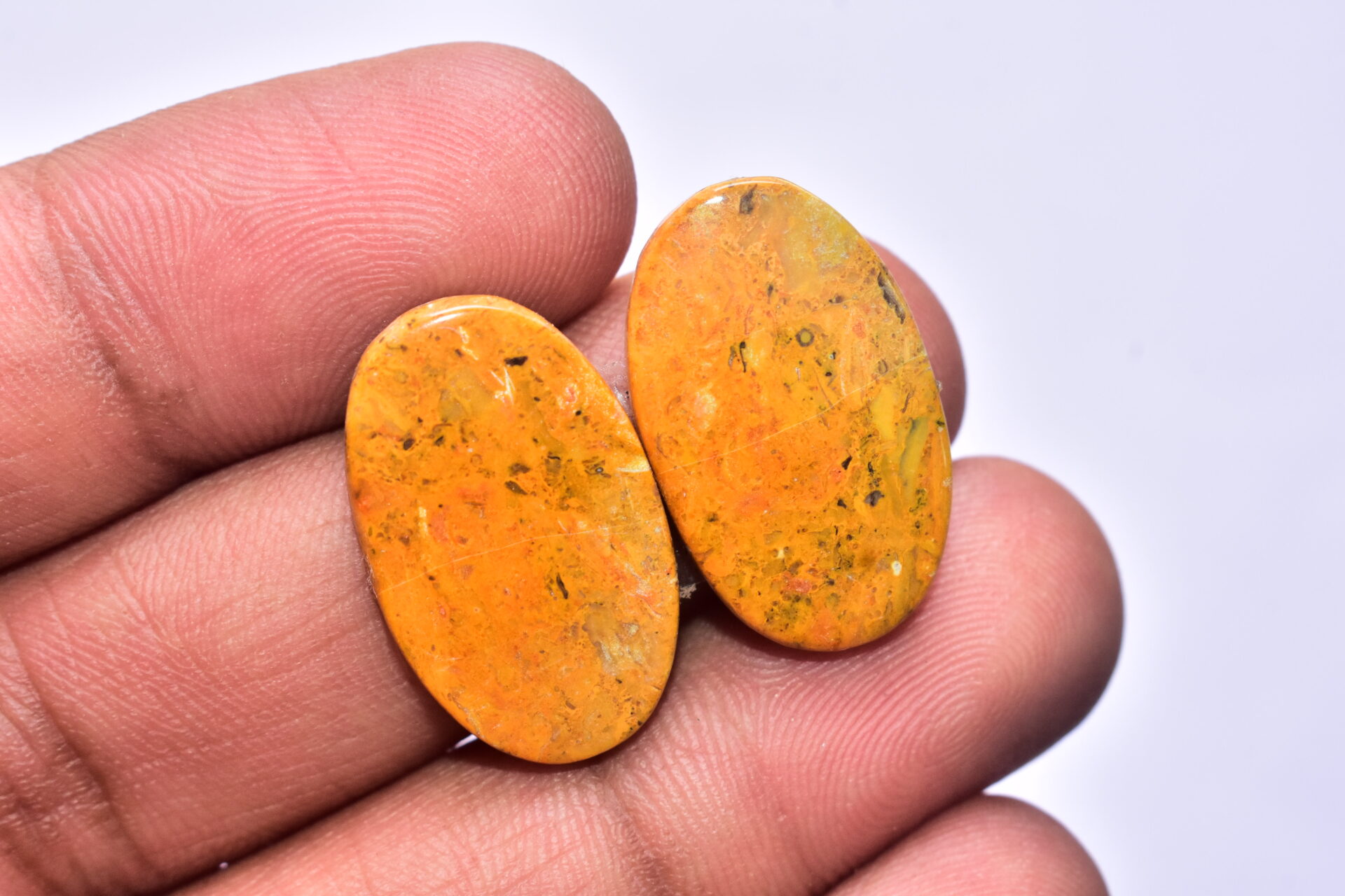 Bumble Bee Jasper Pair Gemstone / Oval Shape / 26.00 ct. / 24x15x4 mm Loose Gemstone S-151