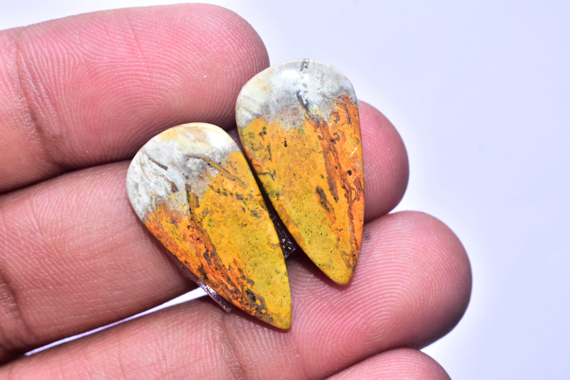 Bumble Bee Jasper Pair Gemstone / Pear Shape / 23.80 ct. / 21x14x4 mm. / Loose Gemstone S-165