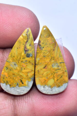 Bumble Bee Jasper Pair Gemstone / Pear Shape / 22.25 ct. / 25x12x4 mm. Loose Gemstone S-146