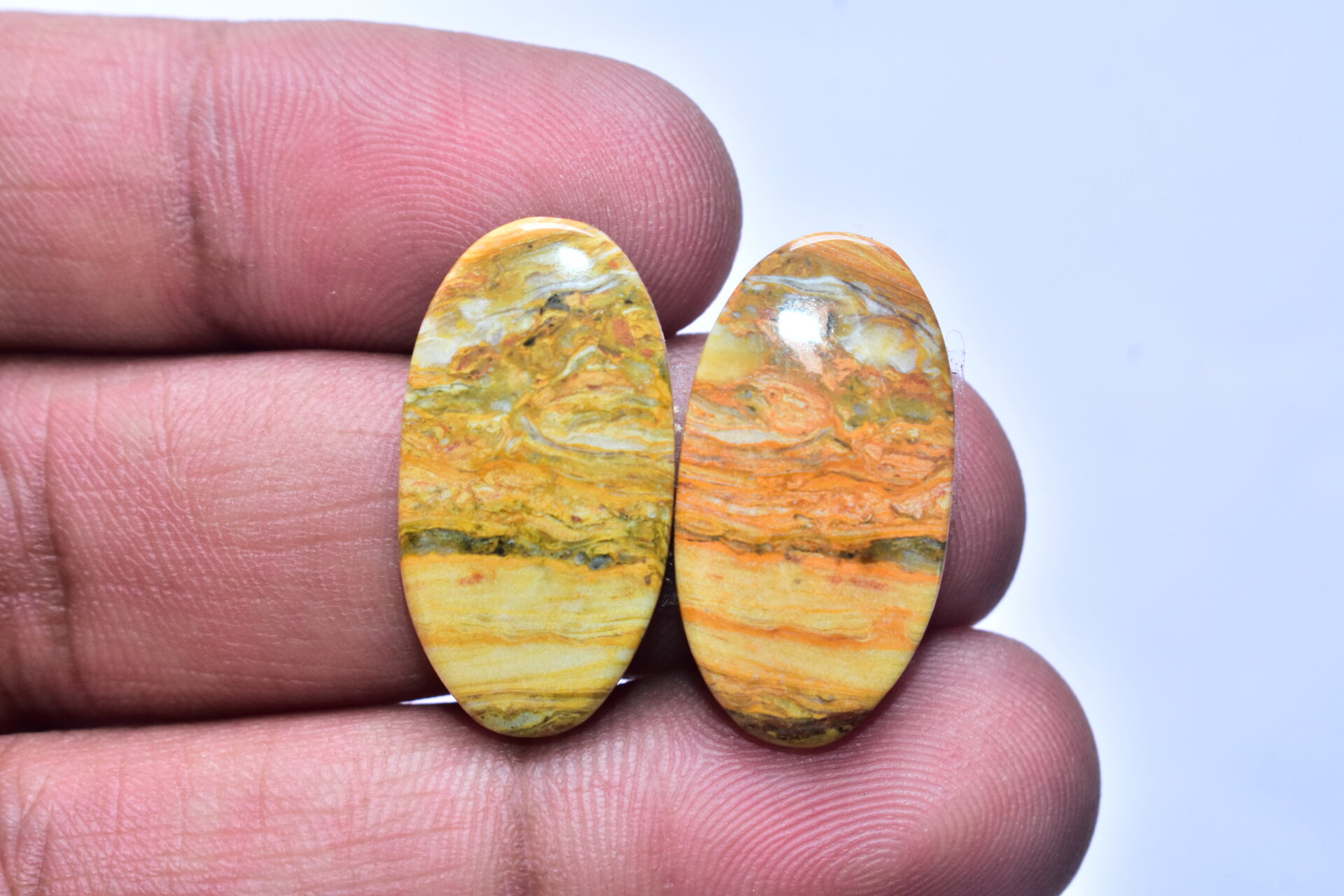Bumble Bee Jasper Pair Gemstone / Oval Shape / 23.20 ct. / 26x14x3 mm. Loose Gemstone S-174 - Image 2