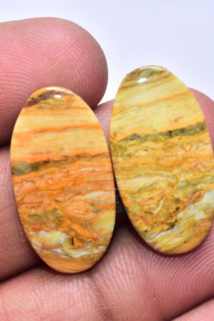 Bumble Bee Jasper Pair Gemstone / Oval Shape / 23.20 ct. / 26x14x3 mm. Loose Gemstone S-174