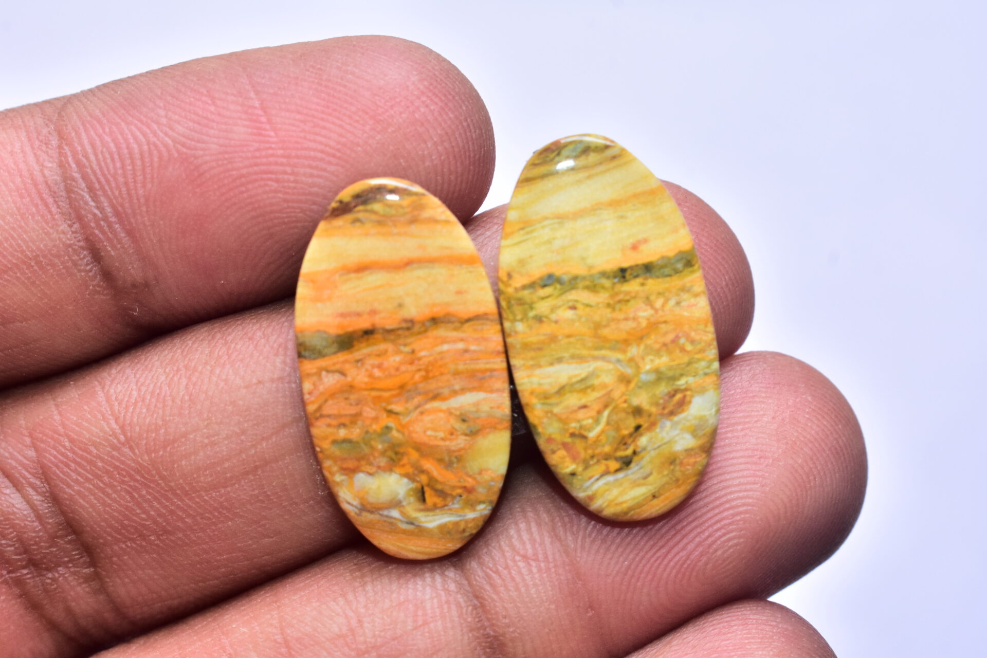 Bumble Bee Jasper Pair Gemstone / Oval Shape / 23.20 ct. / 26x14x3 mm. Loose Gemstone S-174