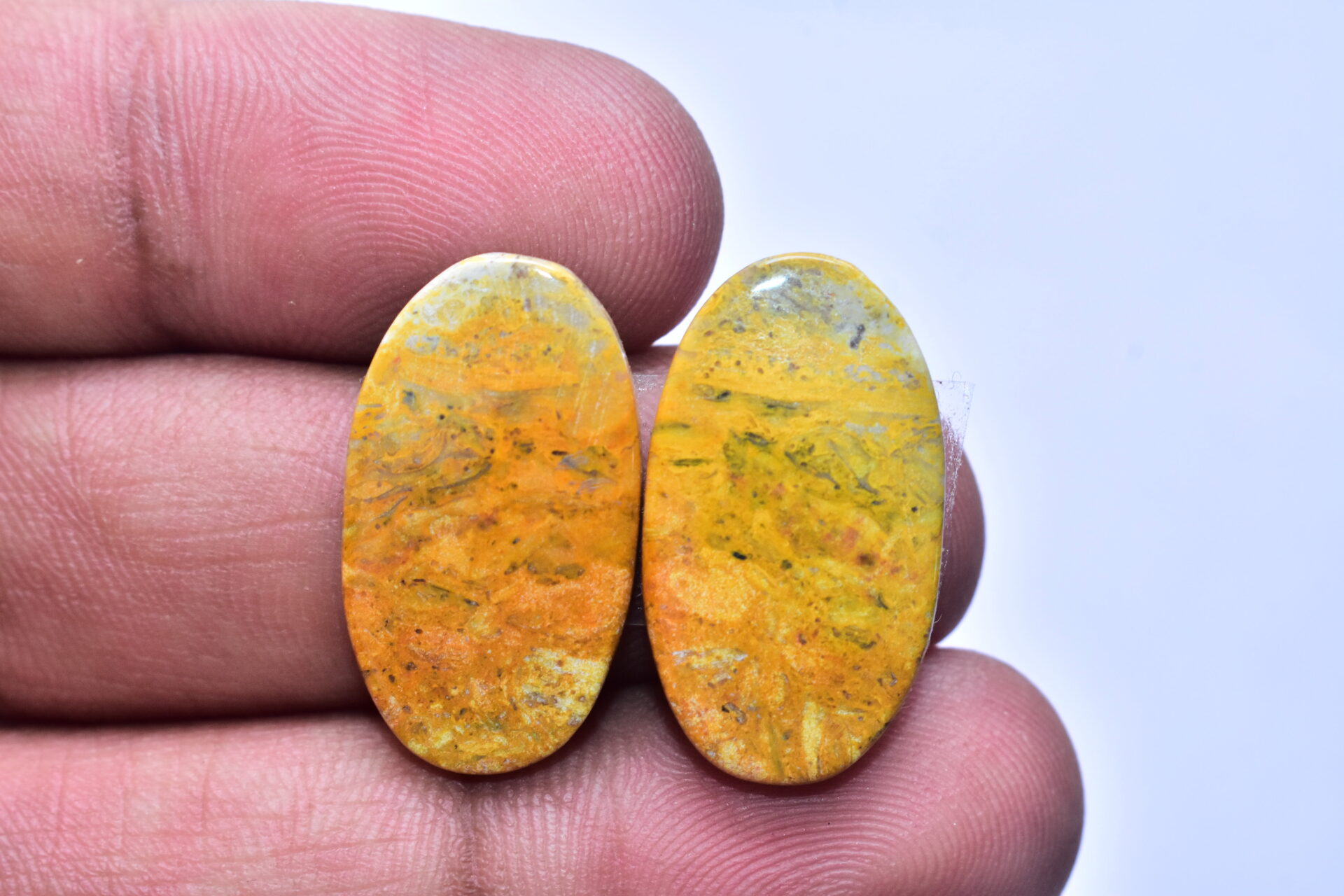 Bumble Bee Jasper Pair Gemstone / Oval Shape / 26.60 ct. / 25x14x4 mm. / Loose Gemstone S-157 - Image 4