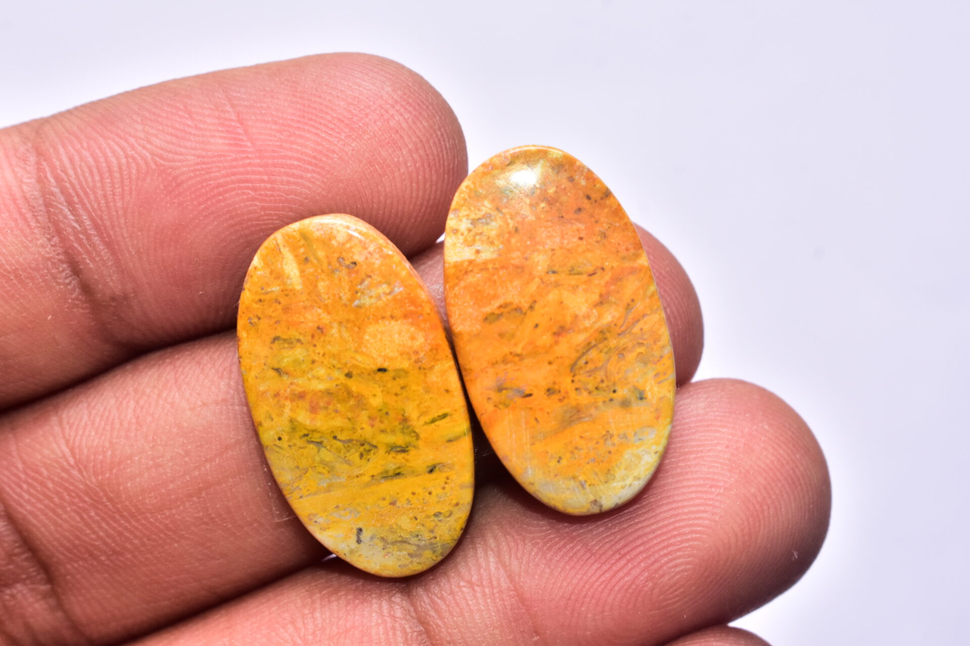 Bumble Bee Jasper Pair Gemstone / Oval Shape / 26.60 ct. / 25x14x4 mm. / Loose Gemstone S-157
