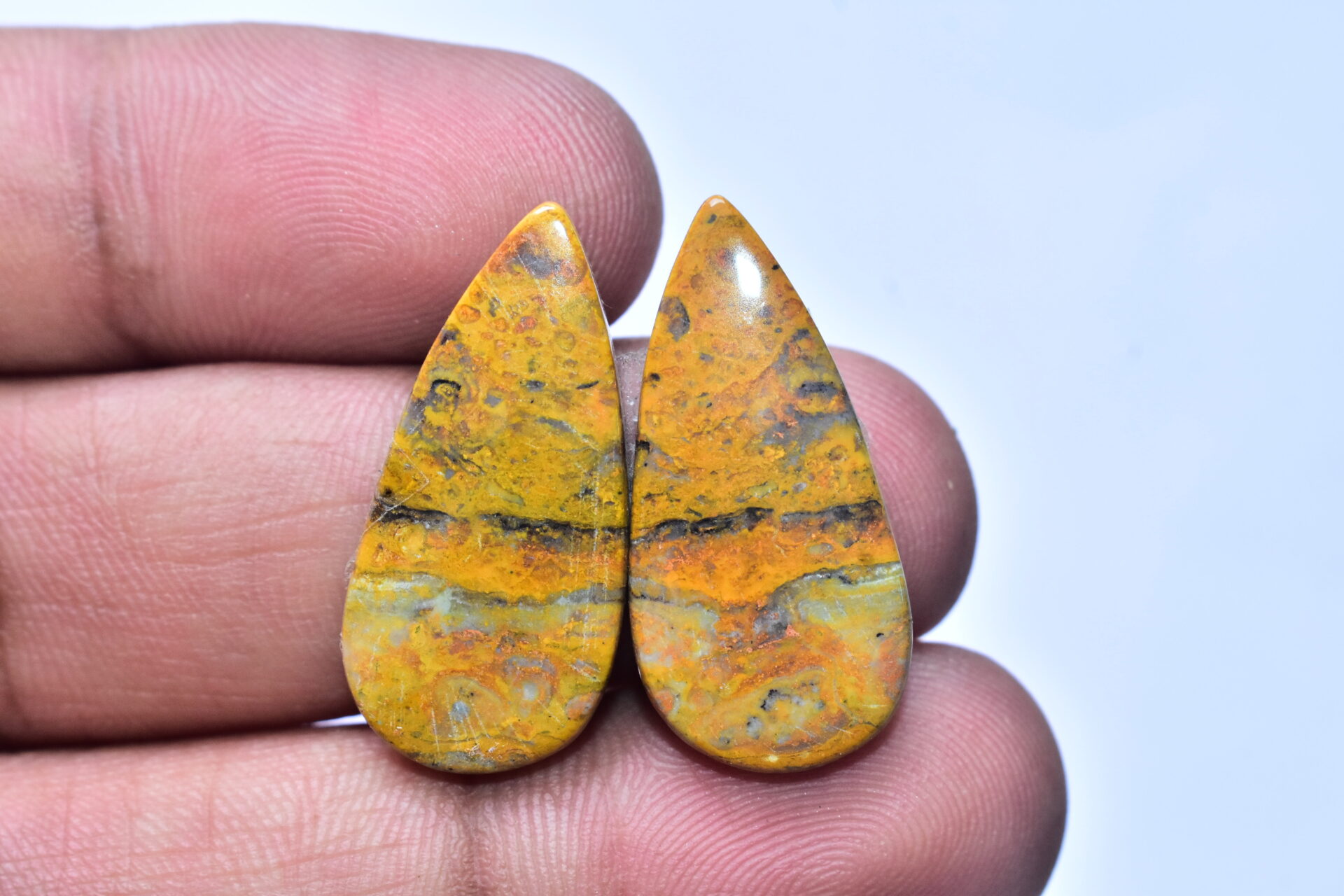 Bumble Bee Jasper Pair Gemstone / Pear Shape / 27.55 ct. / 28x13x4 mm. Loose Gemstone S-148 - Image 2