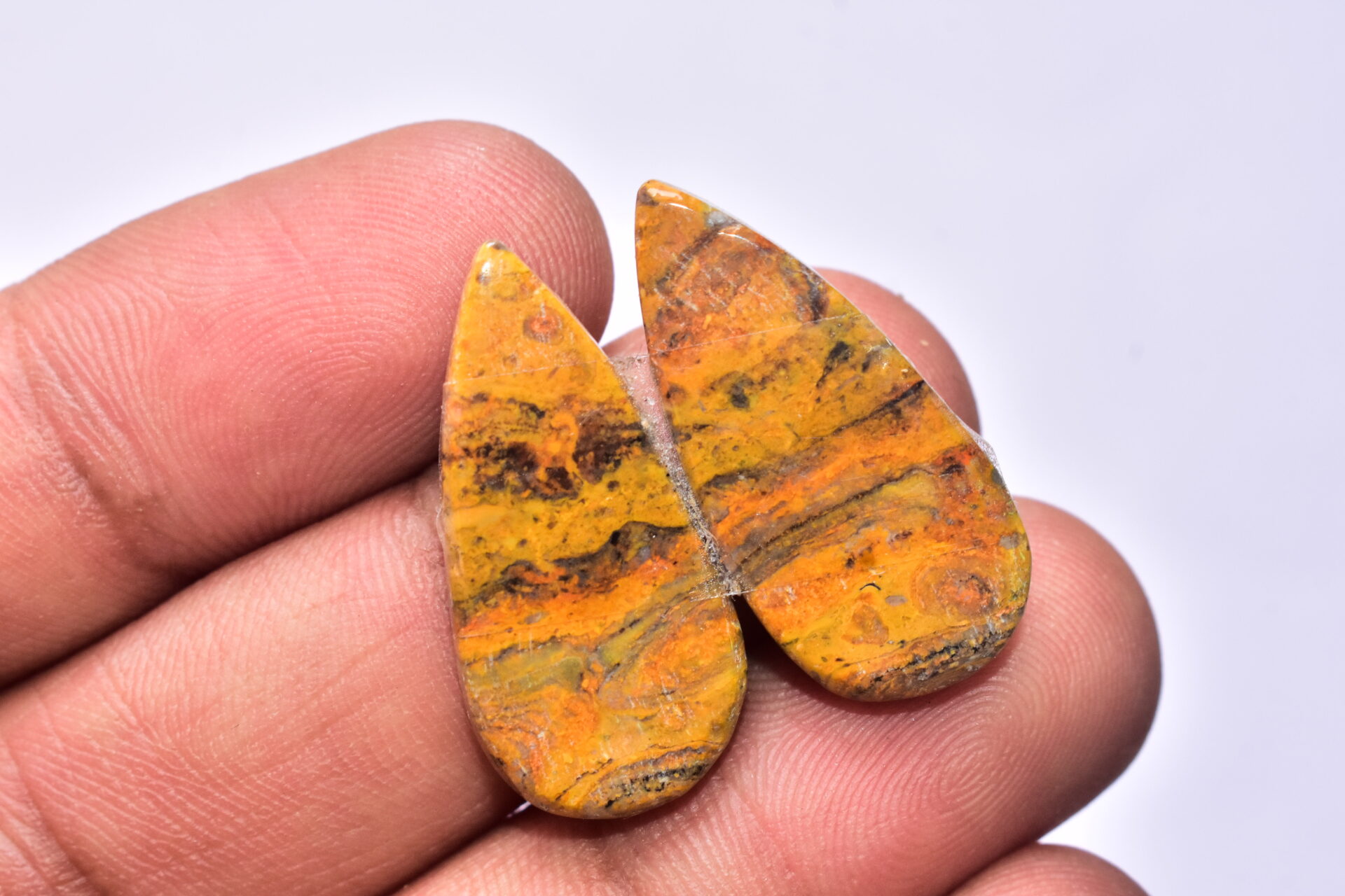Bumble Bee Jasper Pair Gemstone / Pear Shape / 27.55 ct. / 28x13x4 mm. Loose Gemstone S-148 - Image 4