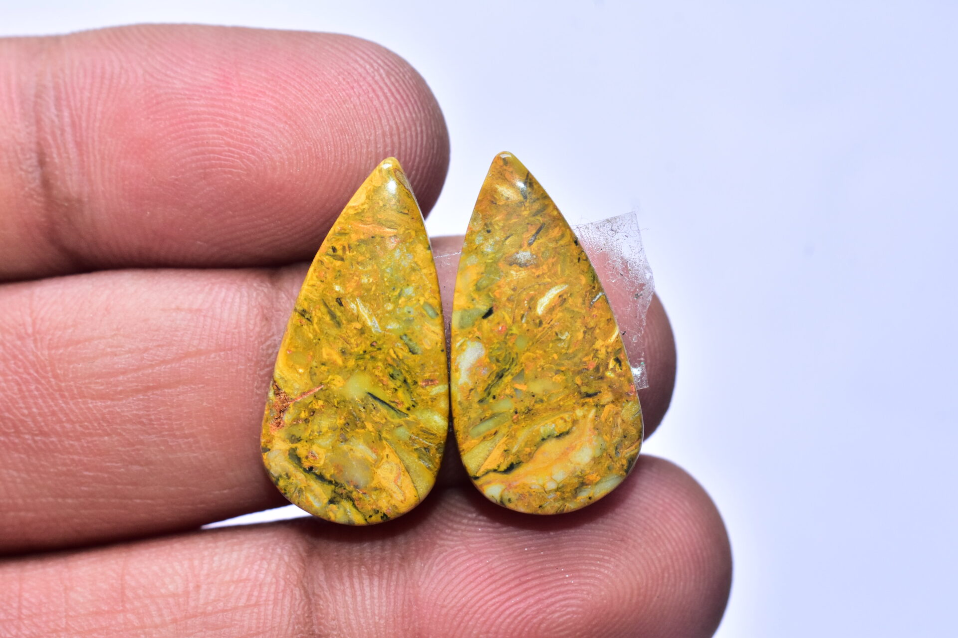 Bumble Bee Jasper Pair Gemstone / Pear Shape / 19.85 ct. / 25x12x4 mm. Loose Gemstone S-147 - Image 2