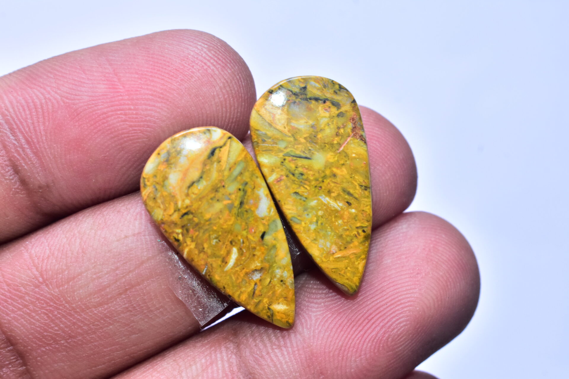 Bumble Bee Jasper Pair Gemstone / Pear Shape / 19.85 ct. / 25x12x4 mm. Loose Gemstone S-147