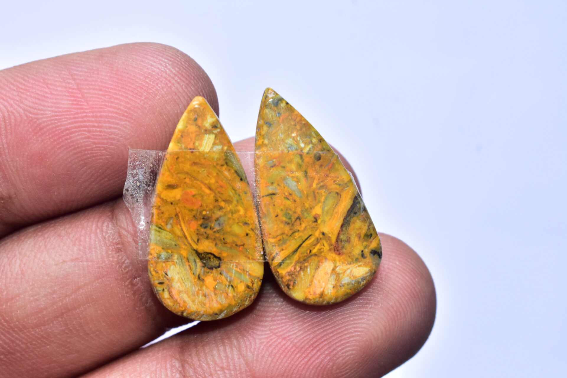 Bumble Bee Jasper Pair Gemstone / Pear Shape / 19.85 ct. / 25x12x4 mm. Loose Gemstone S-147 - Image 4