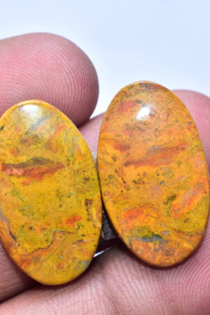 Bumble Bee Jasper Pair Gemstone / For Earrings / Oval Shape 27.45 ct. / 25x13x4 mm Loose Gemstone S-160