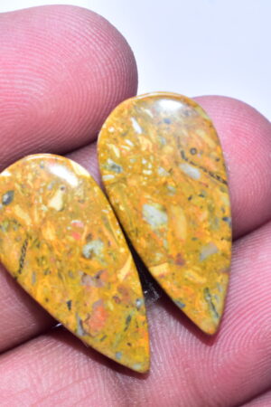 Bumble Bee Jasper Pair Gemstone / Oval Shape / 27.10 ct. / 26x13x5 mm. Loose Gemstone S-156